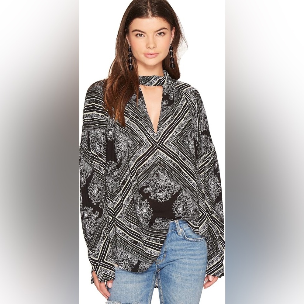 Free People deep keyhole tunic